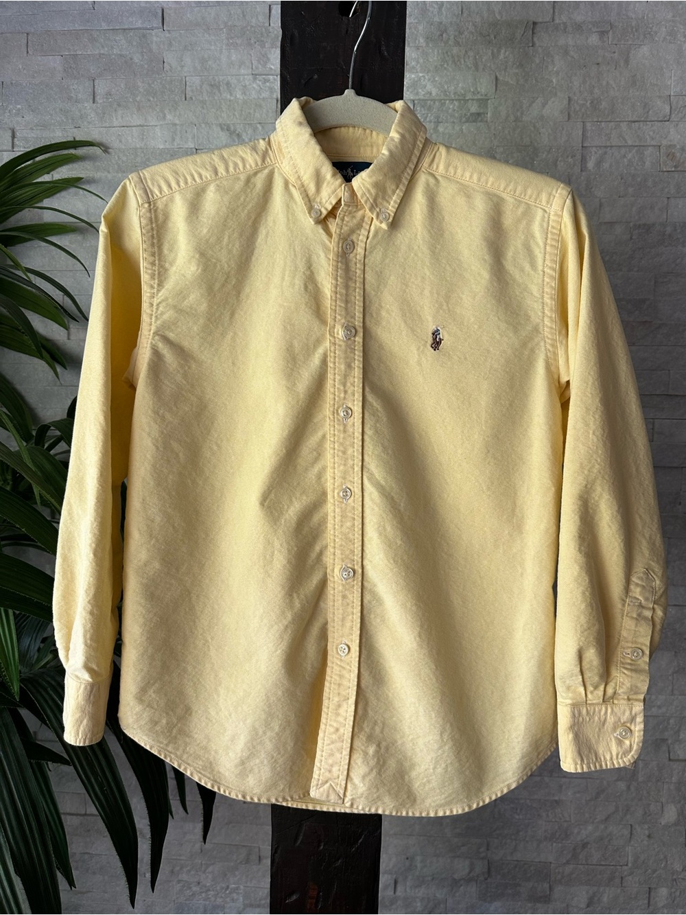 Ralph Lauren Boys Yellow Button-Down Cotton Oxford Shirt Size 12
